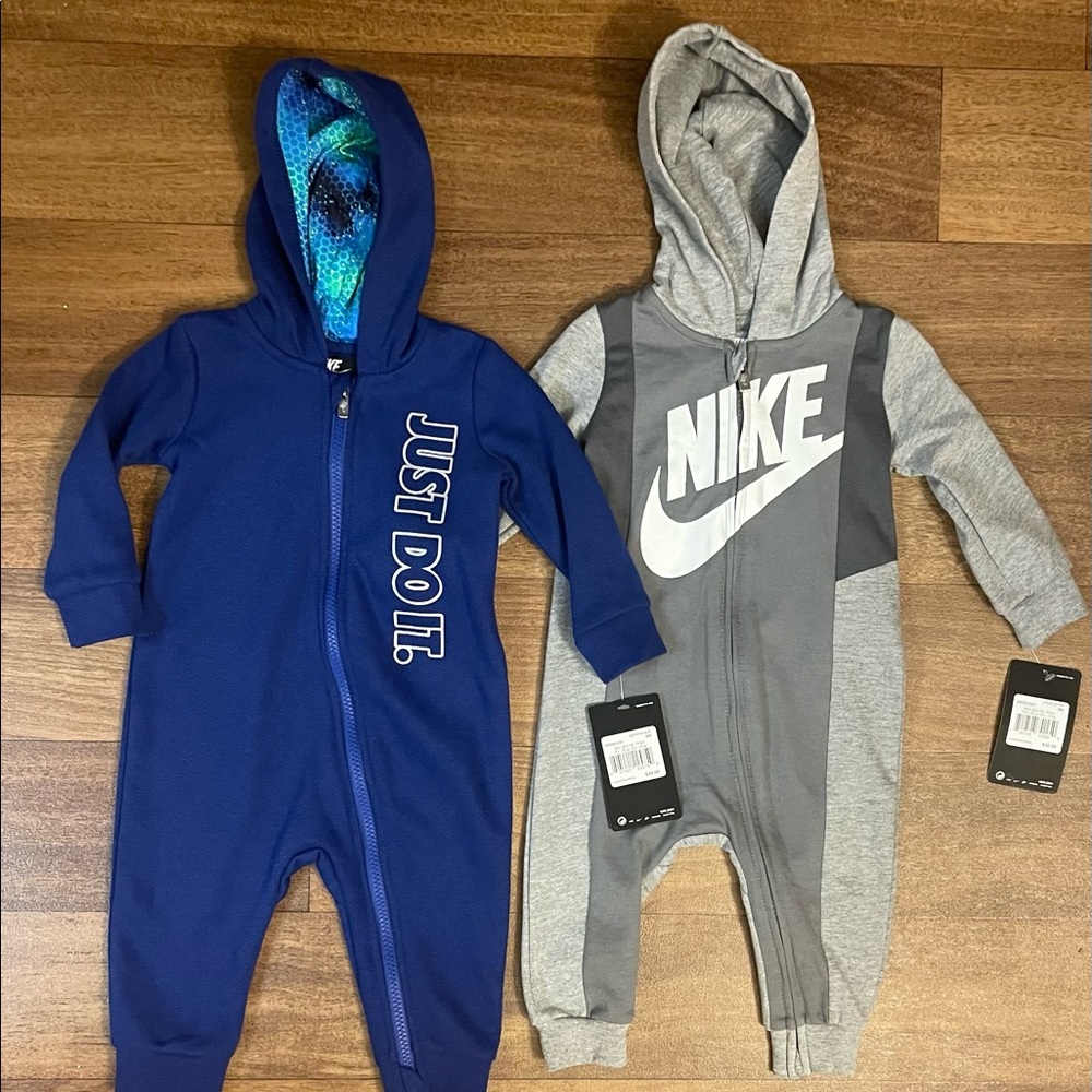 Nike baby boy one piece zip front hooded sweatshirt rompers/ outfits